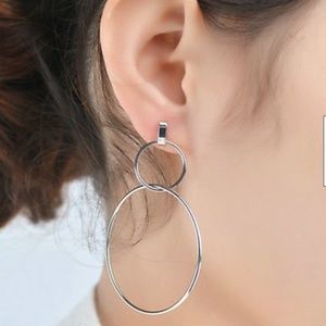 Pretty Silver Double Hoop Earrings